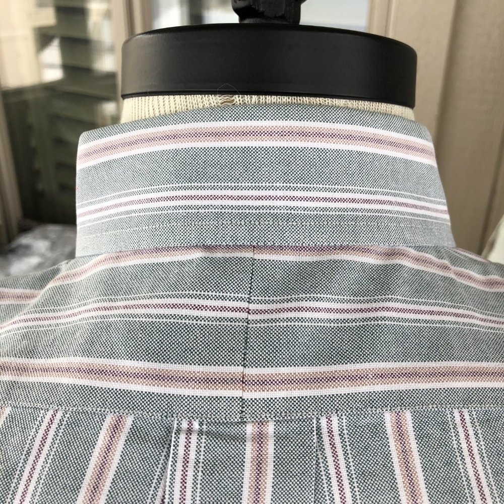 POLO Ralph Lauren Vintage Men's Green Striped OCBD - Size 16/34 - Picture 7 of 11